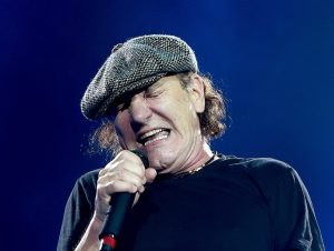 Brian Johnson of AC/DC performs at Dodger Stadium on September 28, 2015 in Los Angeles, California.