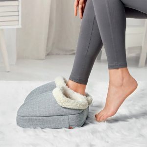 gray heated foot massage slippers