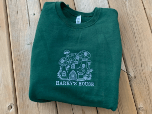 emerald green Harry's House mushroom embroidered crewneck