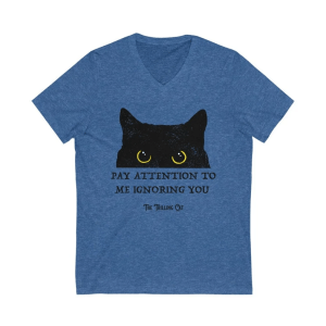 blue cat tee that says pay attention to me ignoring you