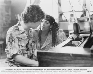 Bruno Martelli (Lee Curreri) tries to convince Coco Hernandez (Irene Cara) from 'Fame'