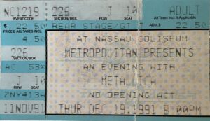Metallica 1991 ticket stub 