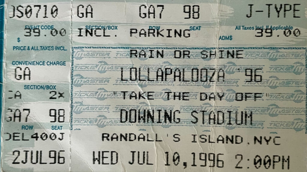 Lollapalooza 1996 ticket stub 