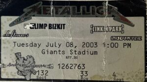 Metallica 2003 ticket stub