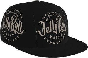 jelly roll black snapback hat with gold writing