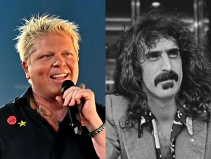 Dexter Holland of The Offspring performing on stage; Frank Zappa posing for a photo.