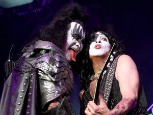 Gene Simmons and Paul Stanley of Kiss perform onstage at Staples Center on March 04, 2020 in Los Angeles, California.