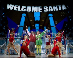 Buddy and the company of "Elf" perform in "Elf" on Broadway