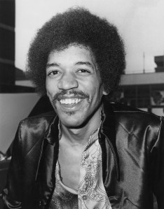 American guitarist, singer and songwriter Jimi Hendrix (1942 - 1970) arrives at Heathrow Airport, London, 27th August 1970.