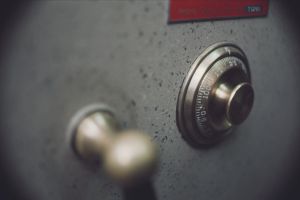 Up close view of a safe. A Pennsylvania man stole his father-in-law's life savings from a safe