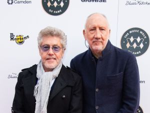 Roger Daltrey and Pete Townshend from The Who attend the Music Walk Of Fame Founding Stone Unveiling at The Jazz Cafe on November 19, 2019 in London, England.