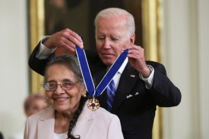 Diane Nash receiving The Presidential Medal Of Freedom From President Joe Biden