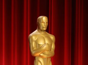 A view of an Oscar statue on stage at the 96th Oscars nominations announcement