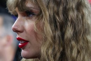 Taylor Swift attends in the AFC Championship Game at M&T Bank Stadium