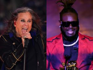 Ozzy Osbourne performing on stage; T-Pain accepts the Legend Award onstage at Soul Train Awards 2023.