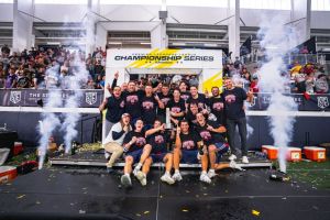 The Boston Cannons lacrosse club celebrate winning the Championship Series final.