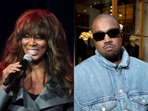 Donna Summer performing on stage; Kanye West posing for a photo.