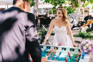 Married Couple Playing Table Football