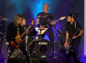 Metallica rocking out on stage