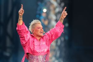 P!NK performs on stage during the P!NK Summer Carnival 2023 Tour at Olympiastadion