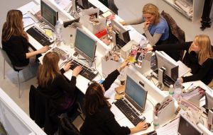 Employees in an office setting.