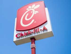 A Chick-fil-A restaurant sign