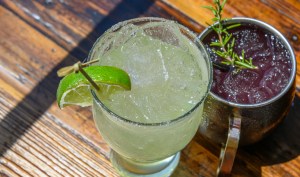 Fresh craft cocktails, with a sprig of rosemary and a lime garnish for national cocktail day.