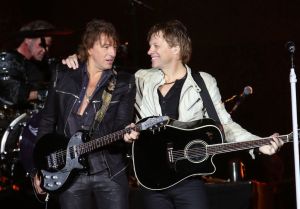 Richie Sambora and Jon Bon Jovi perfom during the MasterCard Priceless Los Angeles Presents GRAMMY Artists Revealed Featuring Bon Jovi at Paramount Studios on December 1, 2012 in Hollywood, California.