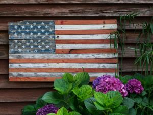 American flag in a small town. This story is on the wealthiest small town in North Carolina.