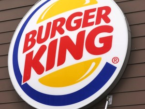 he Burger King logo is displayed at a Burger King fast food restaurant
