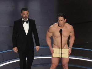 Jimmy Kimmel and John Cena speak onstage during the 96th Annual Academy Awards at Dolby Theatre on March 10, 2024 in Hollywood, California.