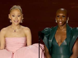 Cynthia Erivo and Ariana Grande speak onstage during the 96th Annual Academy Awards, Ariana Grande, Cynthia Erivo Sings Live For 'Wicked'.