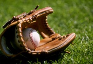 Baseball glove with a ball