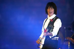 Jeff Beck performs during the NFL week 10 match between the Jackson Jaguars and the Dallas Cowboys at Wembley Stadium on November 9, 2014 in London, England.