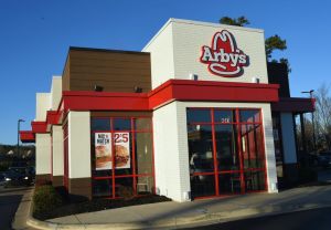 General view of Arby's Restaurant from the outside.