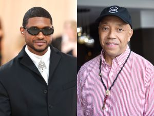 Usher and Russell Simmons on a red carpet