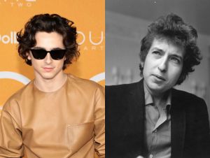 Timothée Chalamet attends the "Dune: Part Two" premiere at Lincoln Center on February 25, 2024 in New York City; American folk pop singer-songwriter, Bob Dylan in 1965.