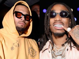 Chris Brown and Quavo wearing sunglasses