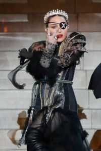 Madonna performs live on stage after the 64th annual Eurovision Song Contest