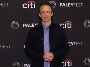 Seth Meyers arrives at PaleyFest LA 2024 - "Late Night With Seth Meyers" at Dolby Theatre on April 15, 2024 in Hollywood. Meyers is part of the Comedy shows at the Wilbur theatre in Boston this spring.