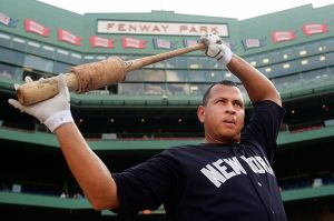 Alex Rodriguez #13 of the New York Yankees stretches before the game against the Boston Red Sox at Fenway Park