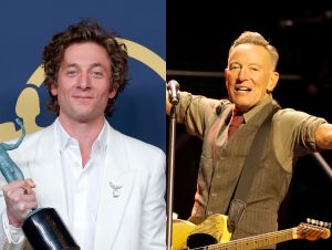 Jeremy Allen White at the SAG Awards; Bruce Springsteen performing on stage.