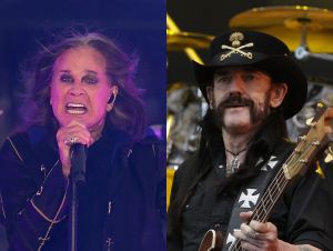 Ozzy Osbourne performing on stage; Lemmy Kilmister of Motorhead performing on stage.