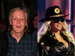Paul McCartney posing for a photo; Beyonce appearing on stage at an award show.