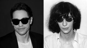 Side-by-side photos of Pete Davidson and Joey Ramone.