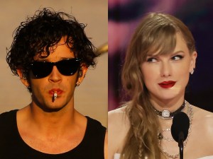 Matty Healy of The 1975 performs during the closing day of Lollapalooza Chile 2023, Taylor Swift accepts the Best Pop Vocal Album award for “Midnights” onstage during the 66th GRAMMY Awards, Matty Healy's Family Responds To Taylor Swift's TTPD.