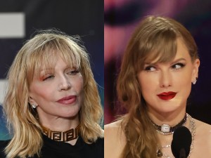 Courtney Love attends the "Moonage Daydream" London Premiere, Taylor Swift accepts the Best Pop Vocal Album award for “Midnights”, Courtney Love Slams Taylor Swift: She's 'Not Interesting'.