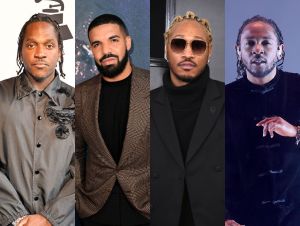 pusha t, drake, future, kendrick Lamar on a red carpet Drake's 'Mob Talk'