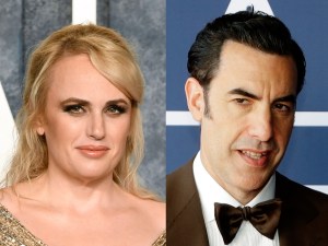 Rebel Wilson Would Never Work With Sacha Baron Cohen Again, Rebel Wilson attends the 2023 Vanity Fair Oscar Party, Sacha Baron Cohen attends a screening of the Oscars.