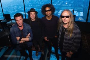 Sean Kinney, Mike Inez, William DuVall and Jerry Cantrell of Alice In Chains pose for a photo.